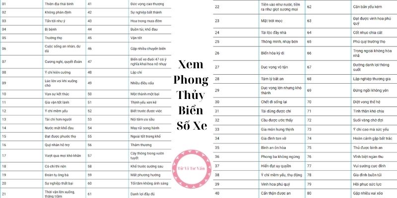 xem phong thủy biển số xe